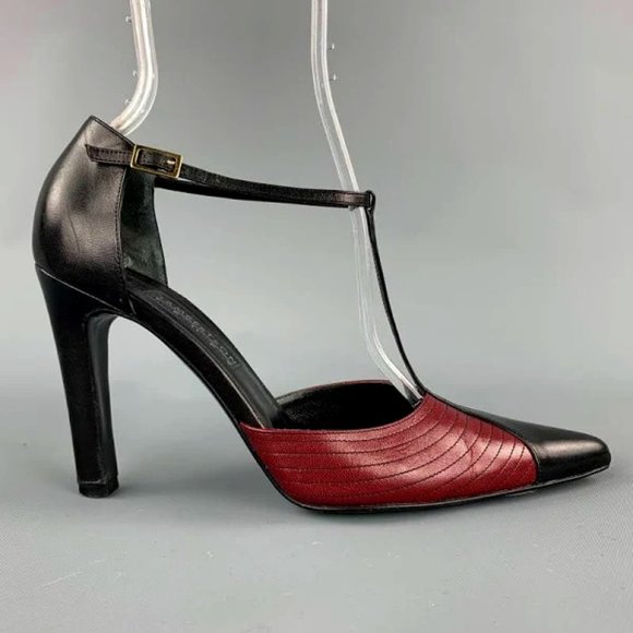 LAMBERTSON TRUEX Leather T - Strap Heels - Picture 1 of 9